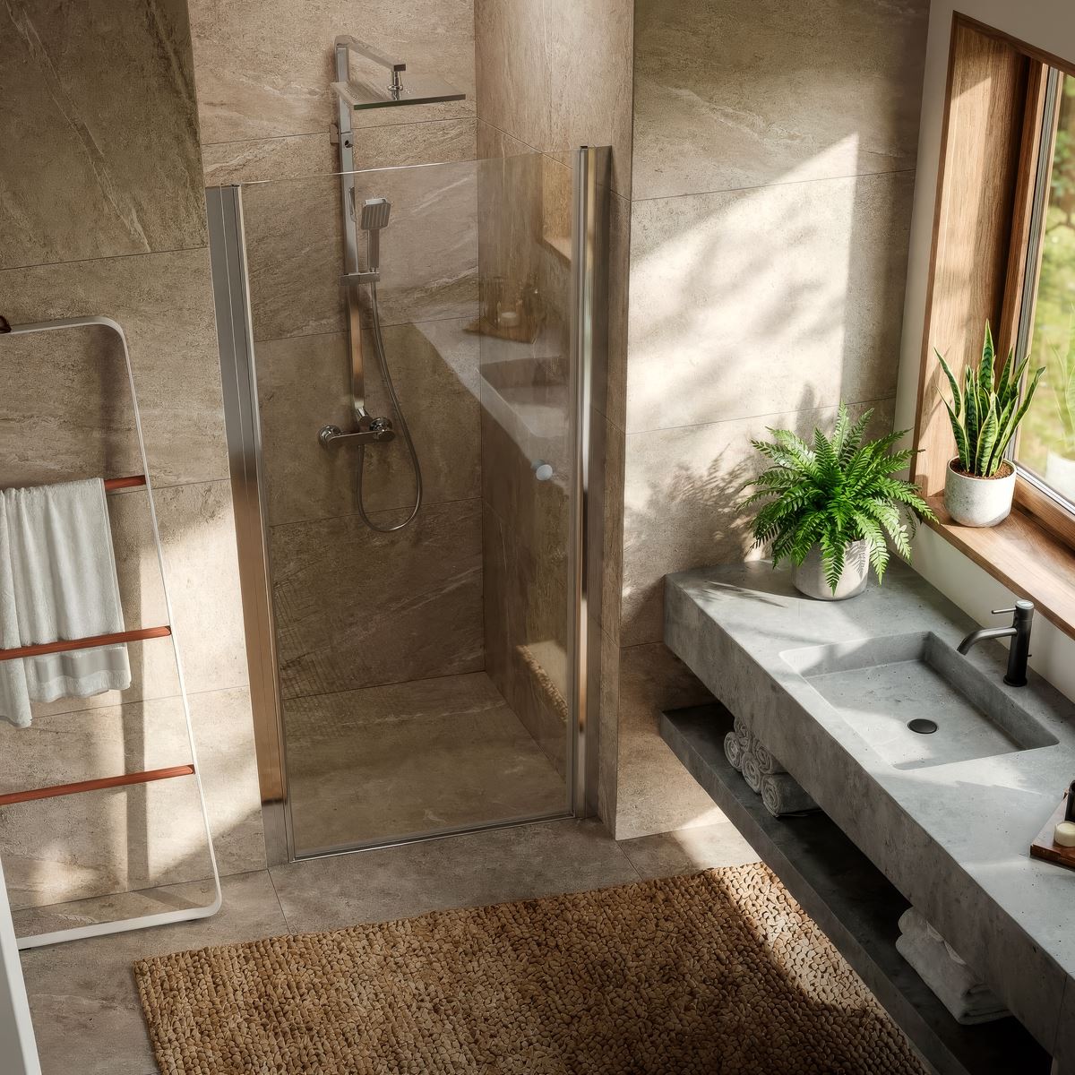 Baridi Pivot Shower Door 800 x 1850mm, 6mm Tempered Glass, Reversible - Chrome DH303