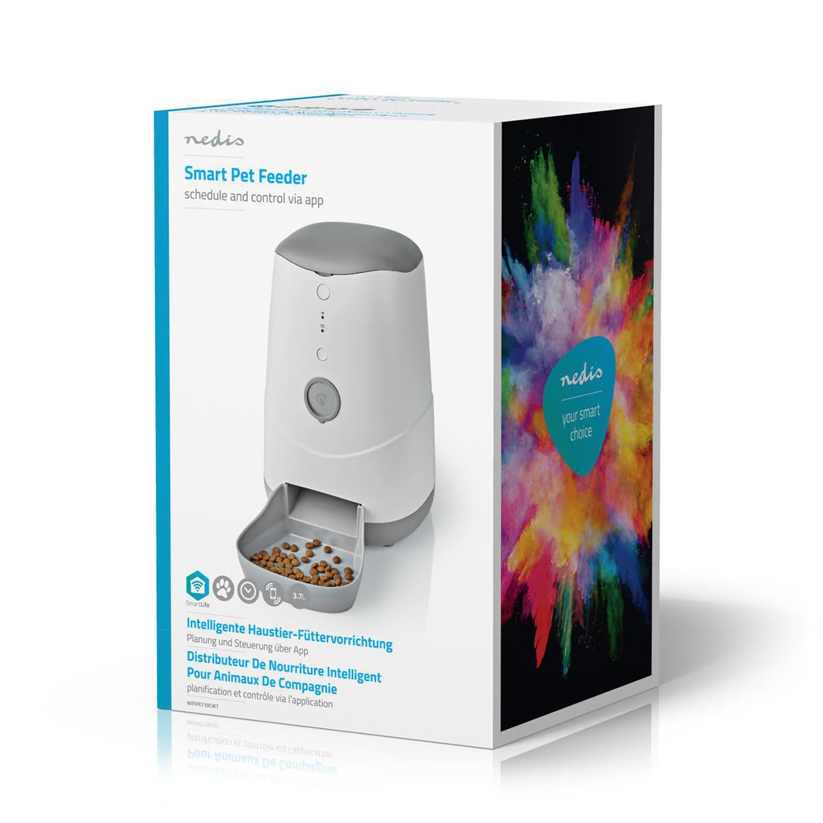 Nedis Wifi Smart Pet Food Dispenser 3.7Ltr Dry Food Store - WIFIPET10CWT