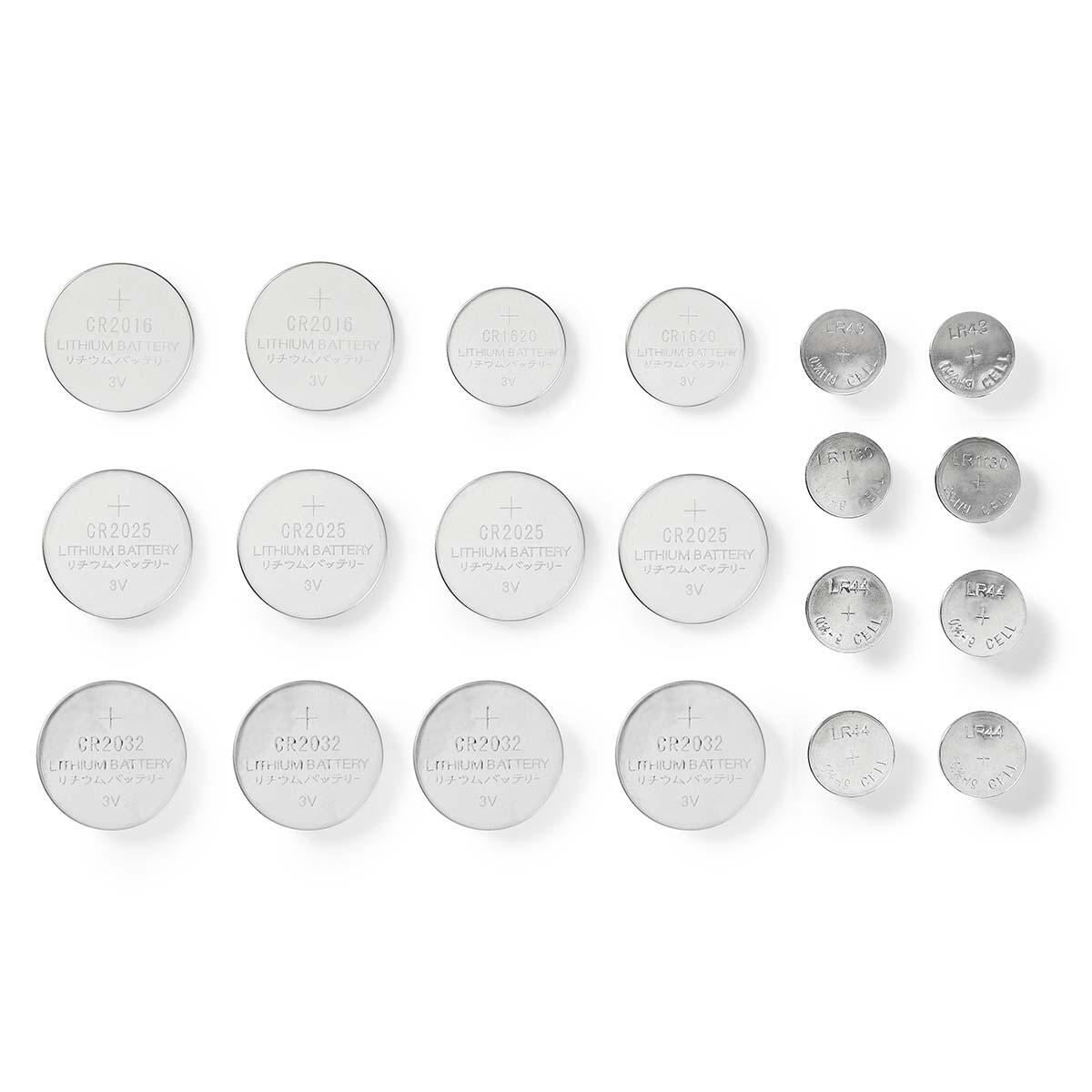 Nedis Lithium Button Cell Battery Multi Pack CR2025/CR 2016/CR1620/LR43/LR54/LR4 20 pieces total Blister - BALAK20BL