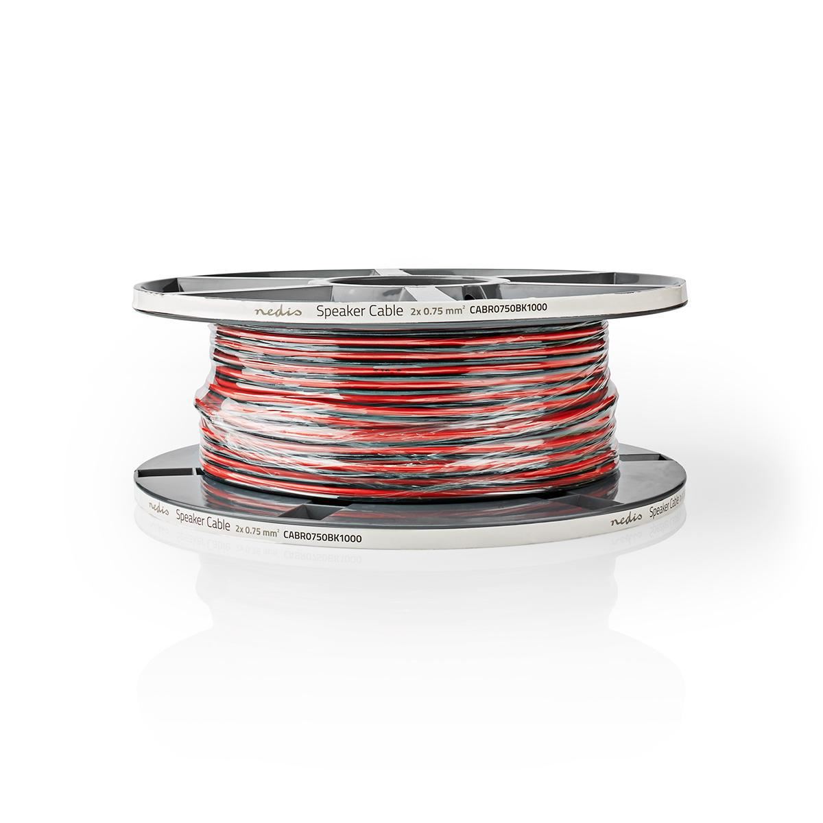 Nedis Speaker Cable 2x 0.75 mm2 100m Reel Black/Red - CABR0750BK1000