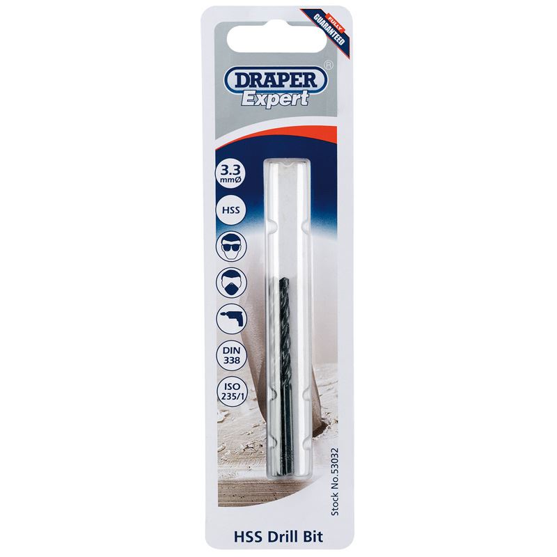 Genuine Draper Expert 3.3mm HSS Twist Drill for 4 x 0.7 Taps | 53032