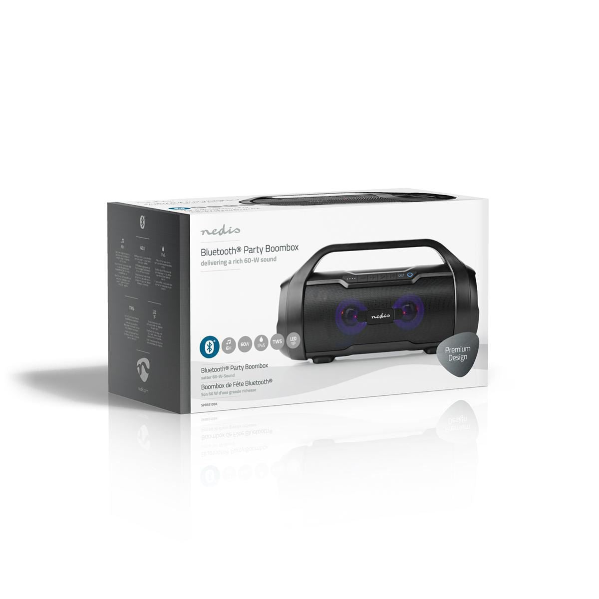 Nedis Party Boombox 6 Hours Playtime Bluetooth® TWS Party Lights Black - SPBB310BK