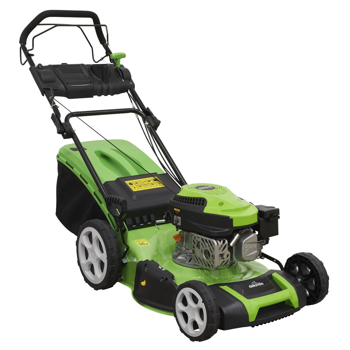 Dellonda Self-Propelled Petrol Lawnmower Grass Cutter with Height Adjustment & Grass Bag 149cc 18"/46cm 4-Stroke Engine DG101