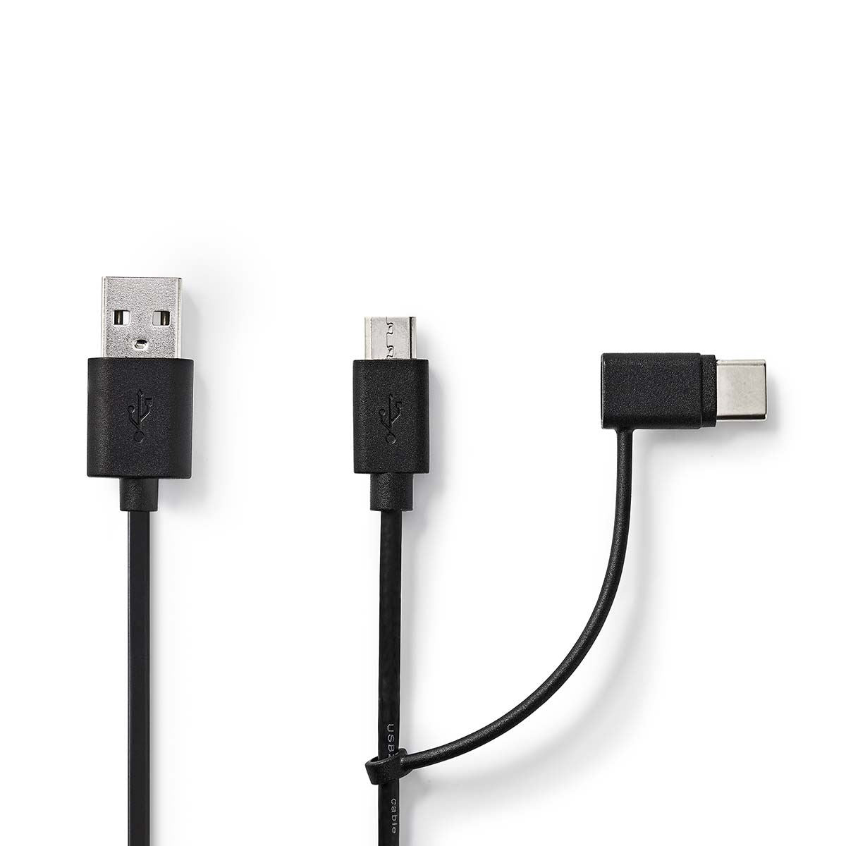 Nedis 2-in-1 Cable USB 2.0 USB-A Male USB Micro-B Male/USB-C Male 480 Mbps 1m