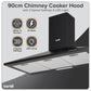 Baridi Cooker Hood, Chimney Style with Carbon Filters 90cm - Black DH59