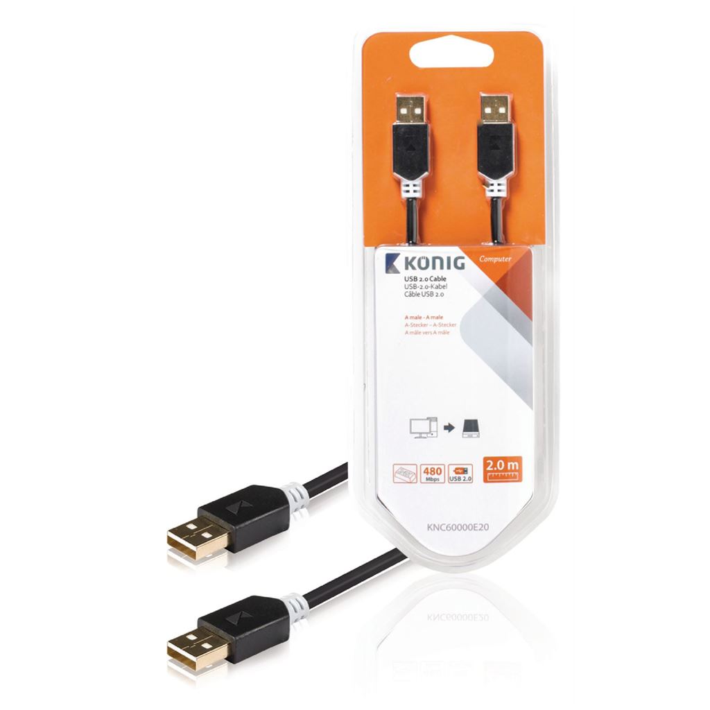 Konig USB 2.0 cable A male to A male 2m grey - CCBW60000AT20