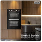 Baridi 90cm Built-In Double Oven, 88L Capacity, Energy Rating A - Black DH279