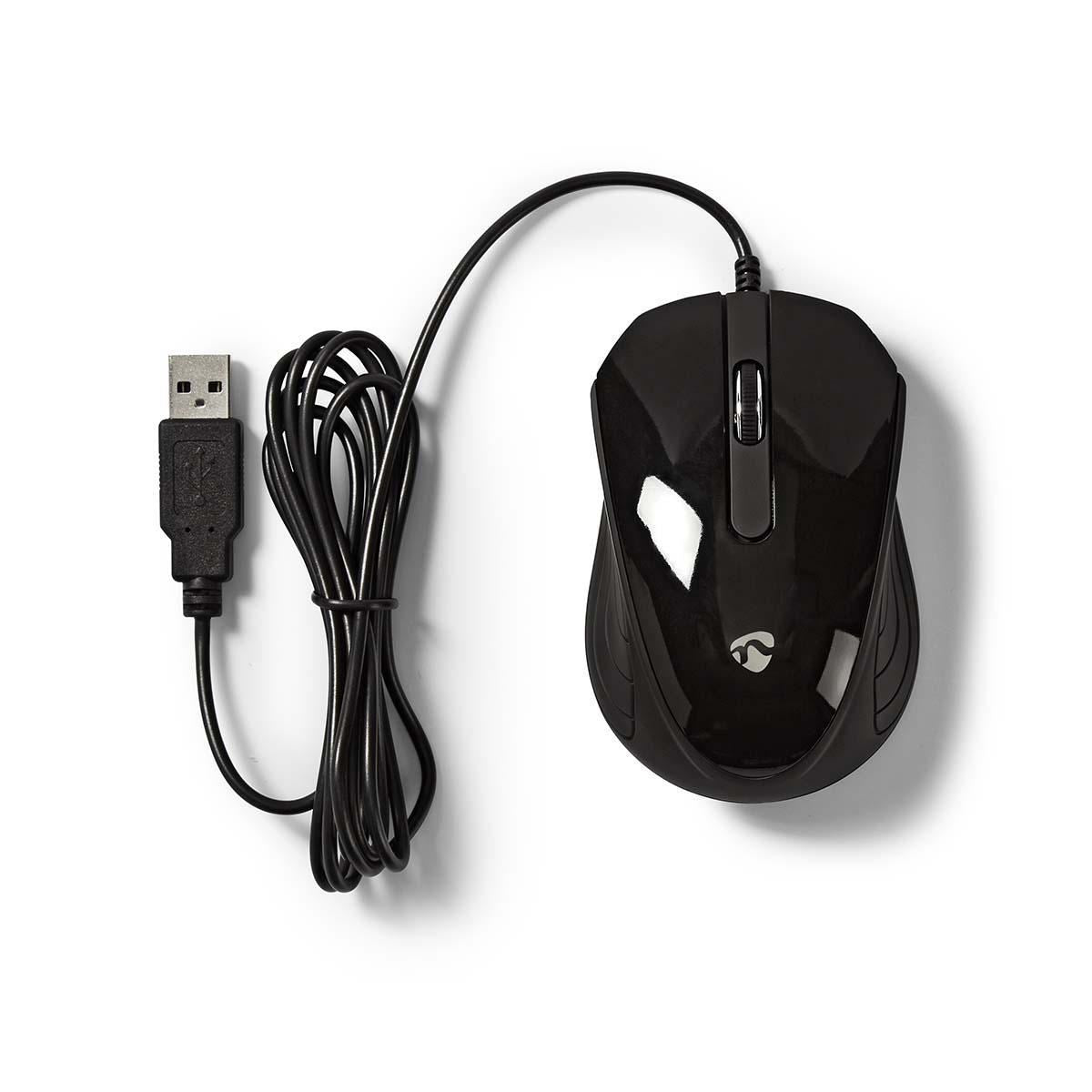Nedis Wired Desktop Mouse 1000 dpi 3-Button Black MSWD300BK