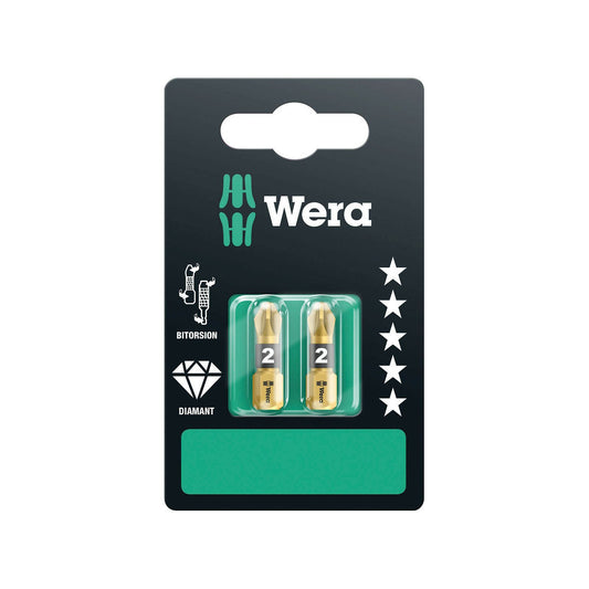 Wera 855/1Bdc Sb Bit PZ2/25 Diamond Bitorsion Carded Pk2 073339