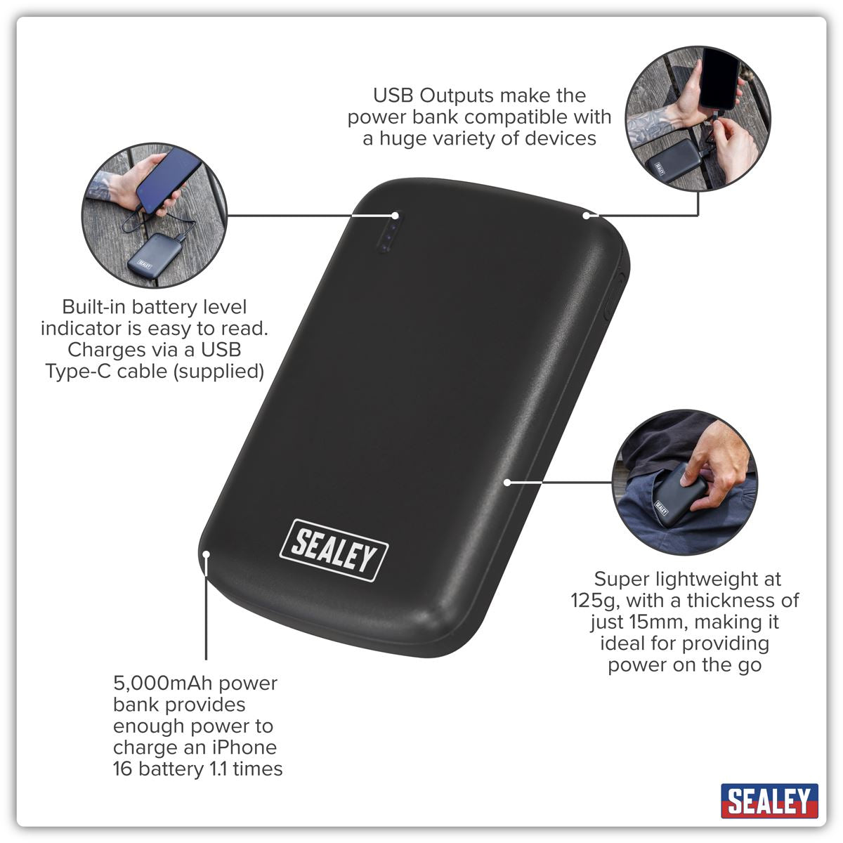 Sealey Portable Power Bank 10W 5000mAh SPB103