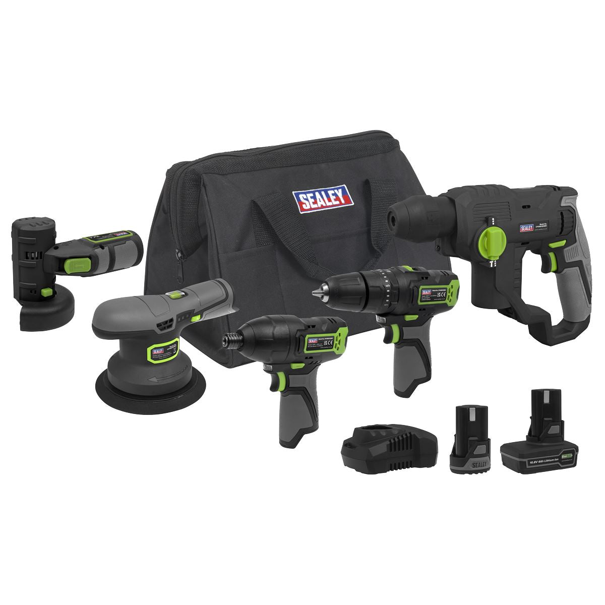 Sealey 5 x 10.8V SV10.8 Series Cordless Combo Kit - 2 Batteries & Euro Plug CP108VCOMBO7EU