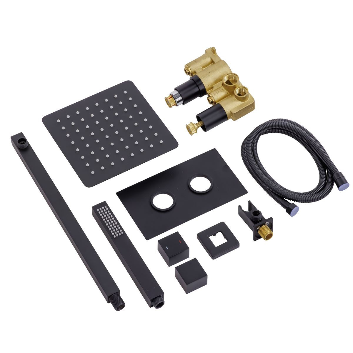 Baridi Concealed Thermostatic Shower Set 20 x 20cm Square Head & Hand Shower