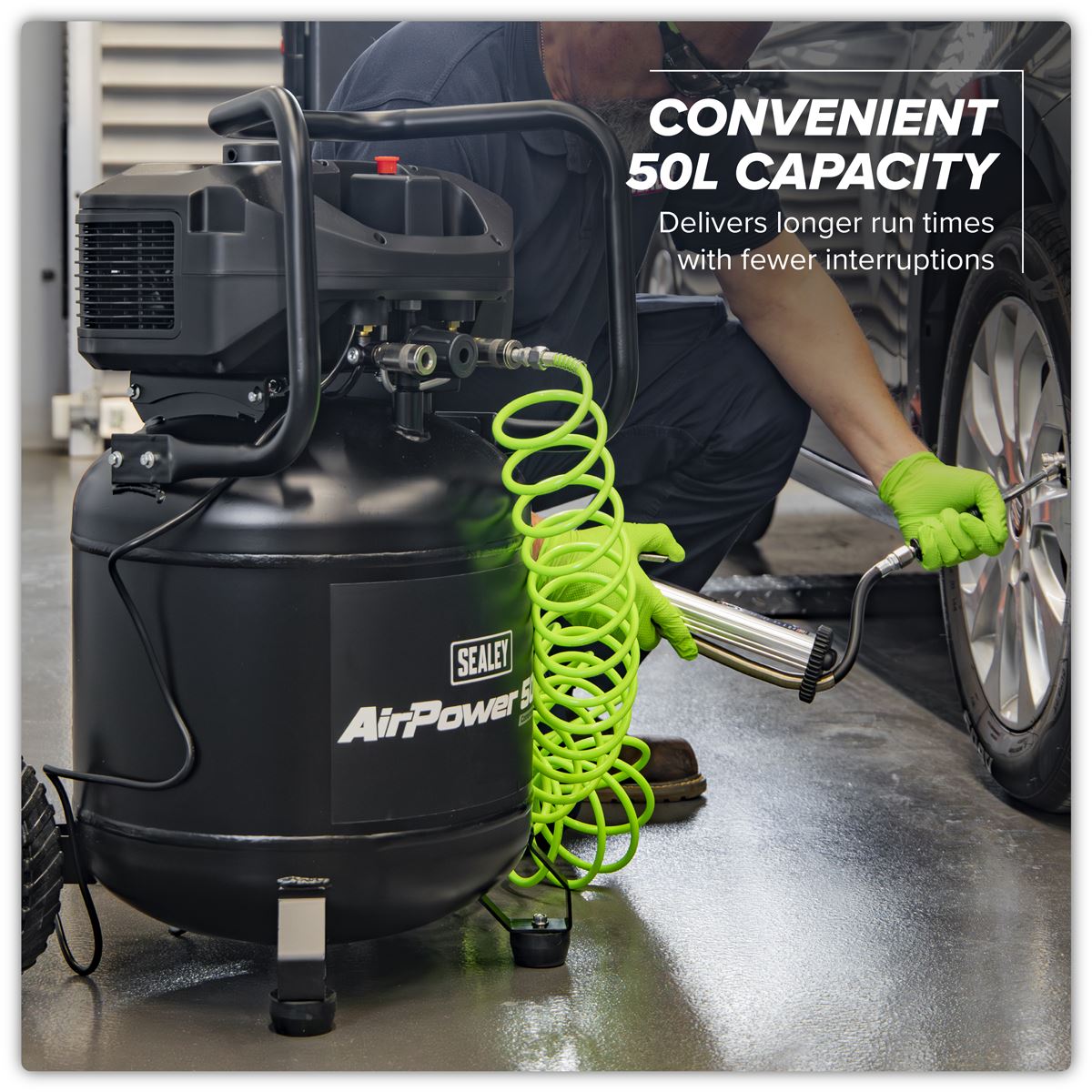 Sealey 50L Oil Free Belt Drive Vertical Compressor 2hp SAC50V