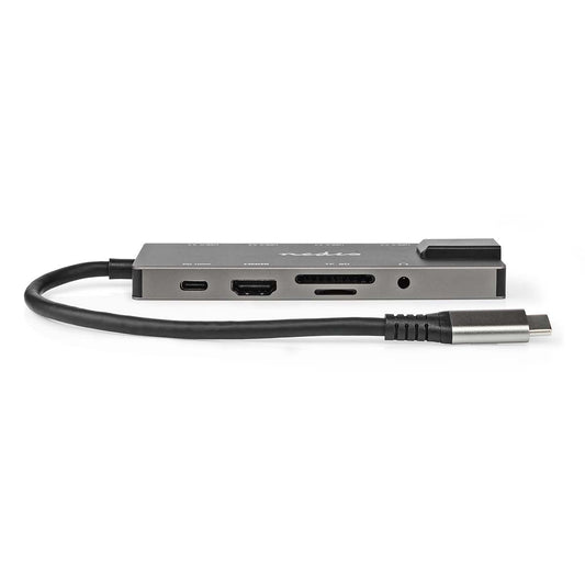 USB Adapter USB3.2 Gen 1 USB-C Female HDMI Output/RJ45 Female/SD/2x USB-C/3.5mm Female/3x USB-A Female 5Gbps 0.20m Gold