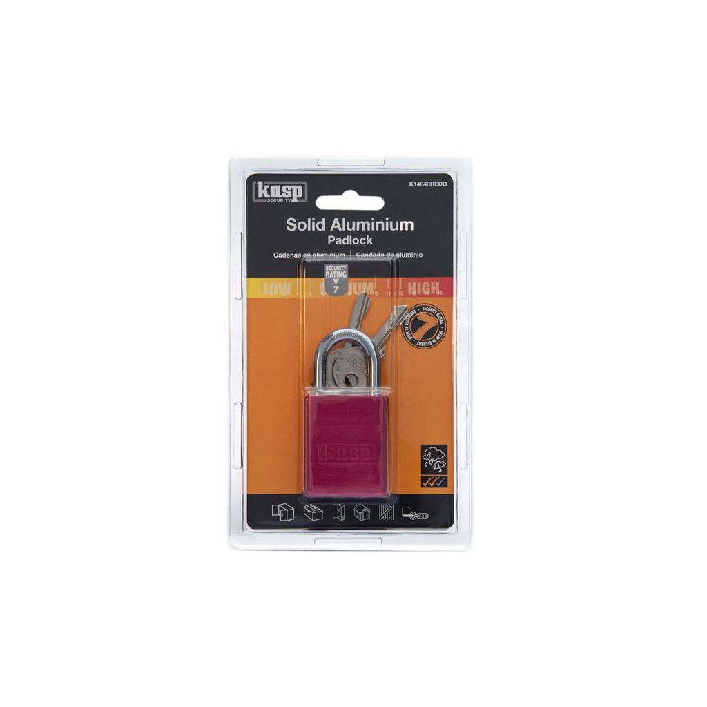 Kasp Aluminium Padlock 38mm Red K14040REDD