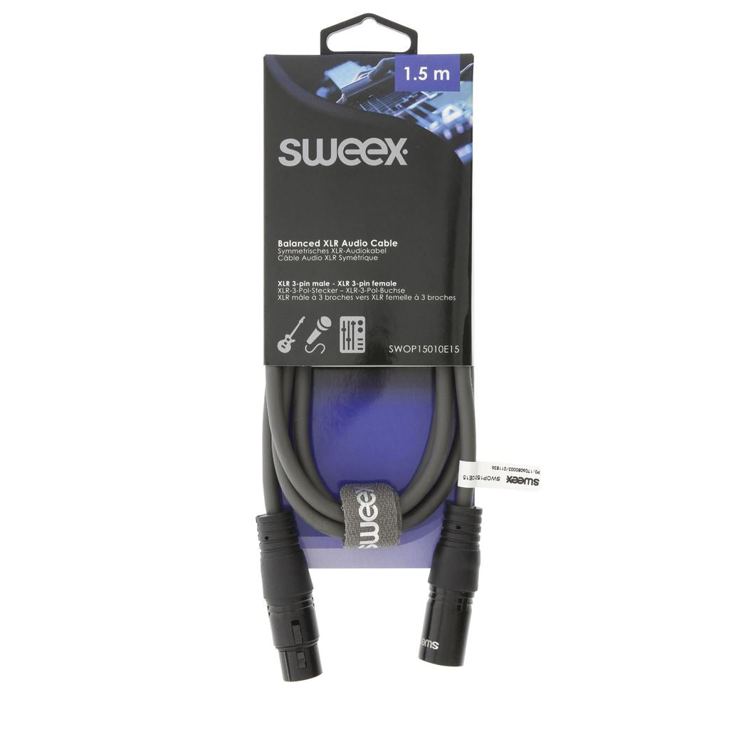 Sweex XLR Stereo Cable XLR 3-Pin Male to XLR 3-Pin Female 1.5m Dark Grey - COTH15010GY15