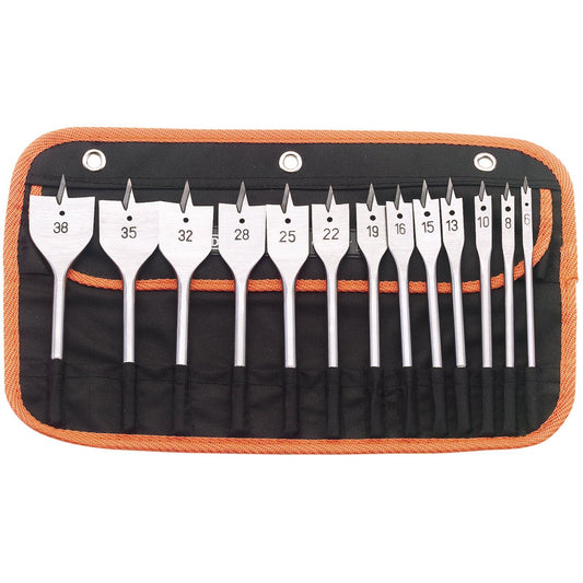 Draper Flat Wood Drill Bit Set 6 8 10 13 15 16 19 22 25 28 32 35 and 38 mm Dia. - 82634