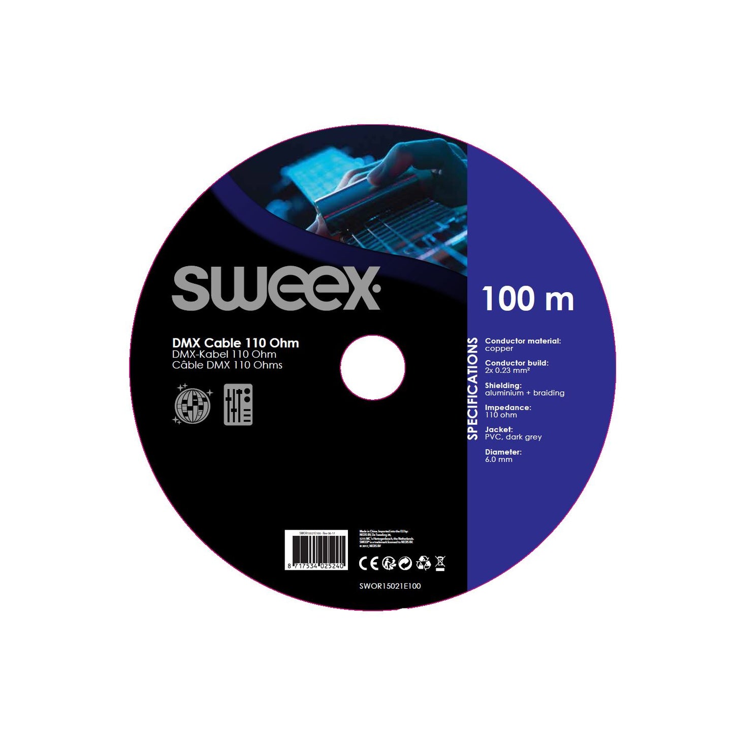 Sweex Data Cable on Reel 2x 0.23 mm² 100m Dark Grey SWOR15021E100 - COTR15021GY100