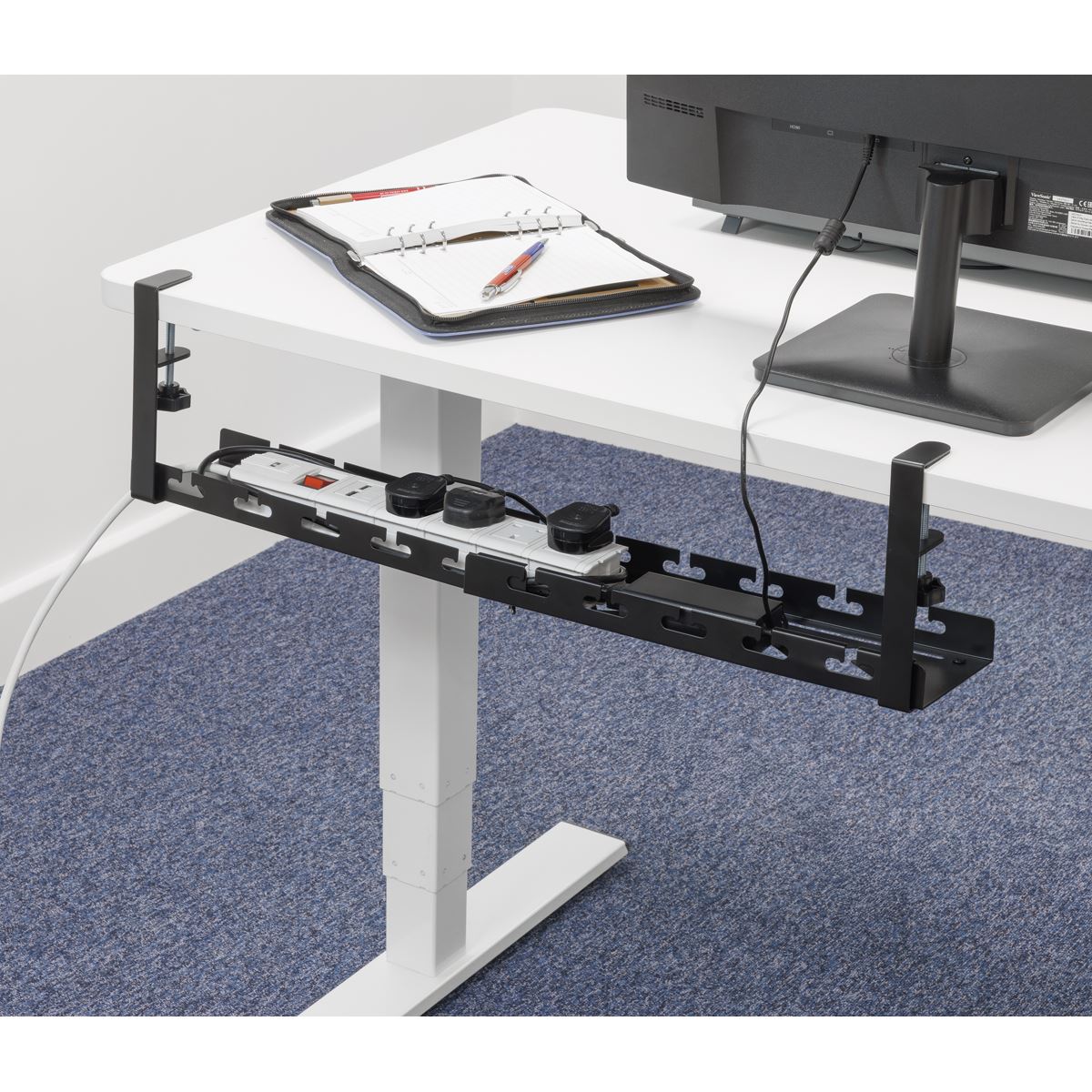 Dellonda Extendable Cable Management Tray 435/730 x 130 x 190 - Black DH276