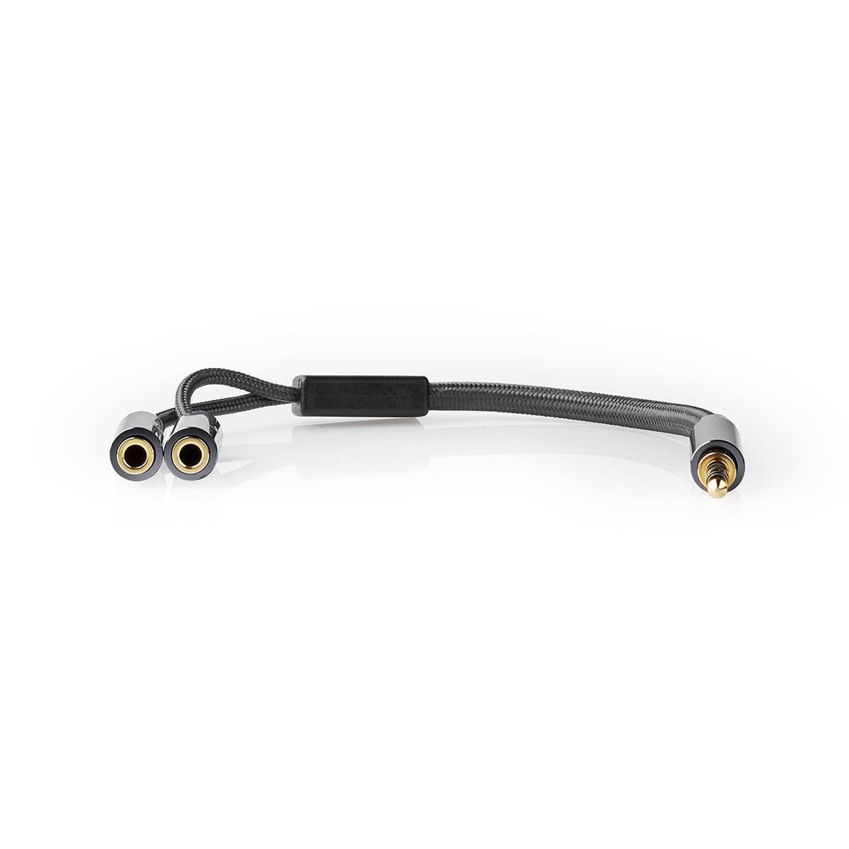 Headset Audio Cable 3.5mm Male to 2x 3.5mm Female Gun Metal Grey Braided Cable - CATB22150GY02