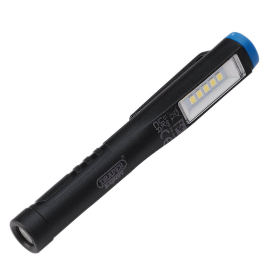 Draper Expert SMD LED USB Rechargeable Pen Light, 1W, 150 Lumens & USB-C Cable