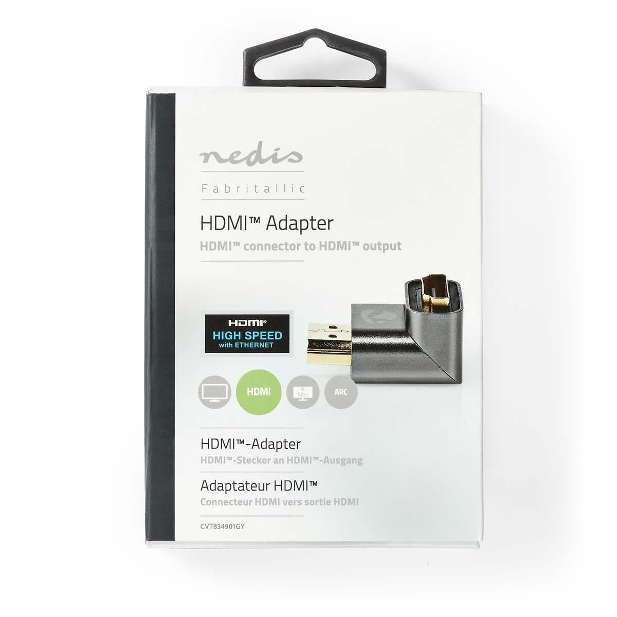 Nedis 90° HDMI Female to HDMI Male 90 Degree Coupler Gold Plated Gunmetal Grey - CVTB34901GY