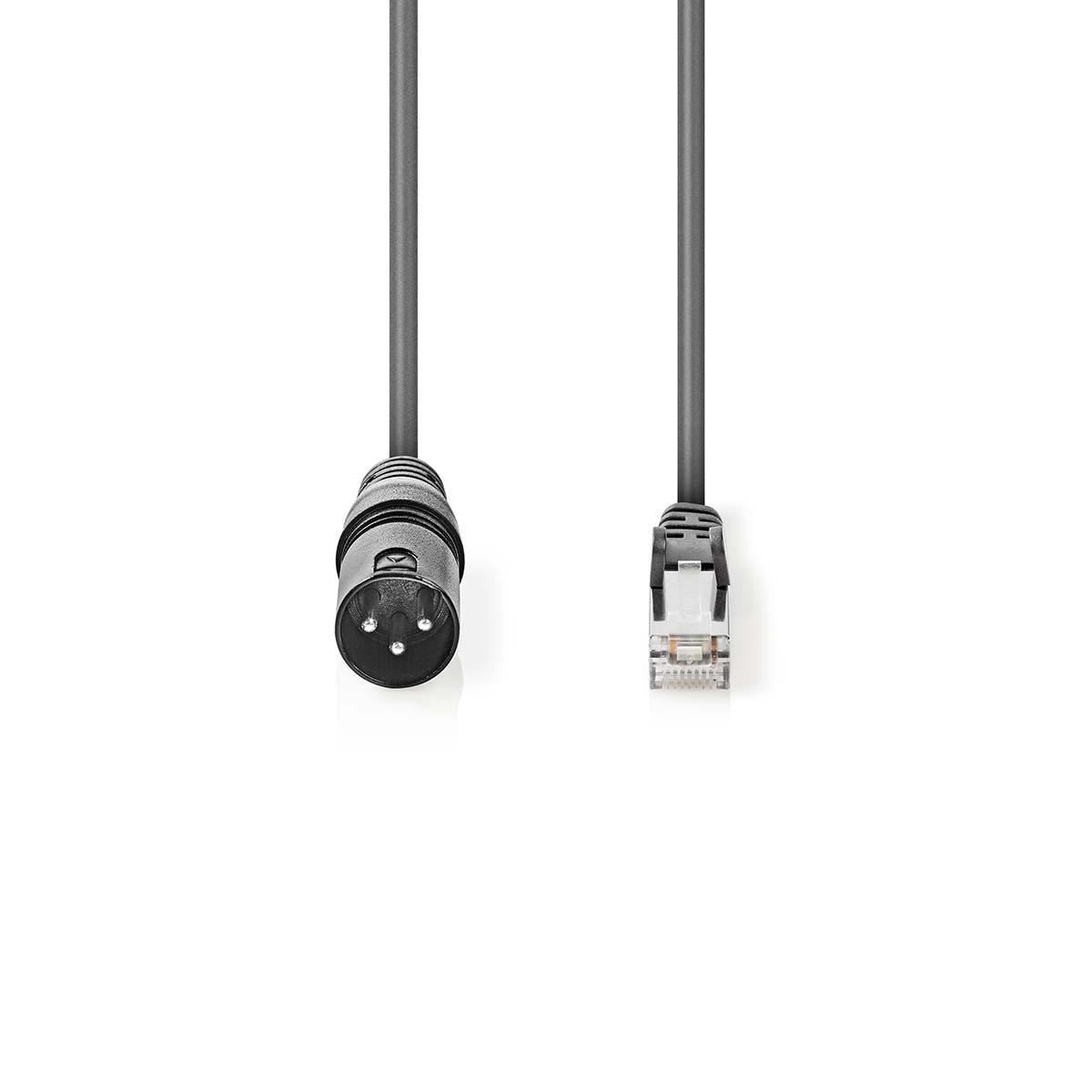 Nedis DMX Adapter Cable XLR 3-Pin Male to RJ45 Male 0.3m Grey COTP15700GY03