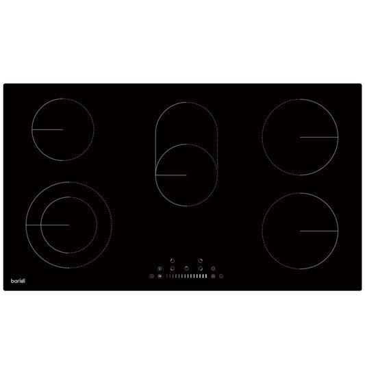 Baridi Integrated Ceramic Hob with 5 Cooking Zones 90cm - Black Glass DH389