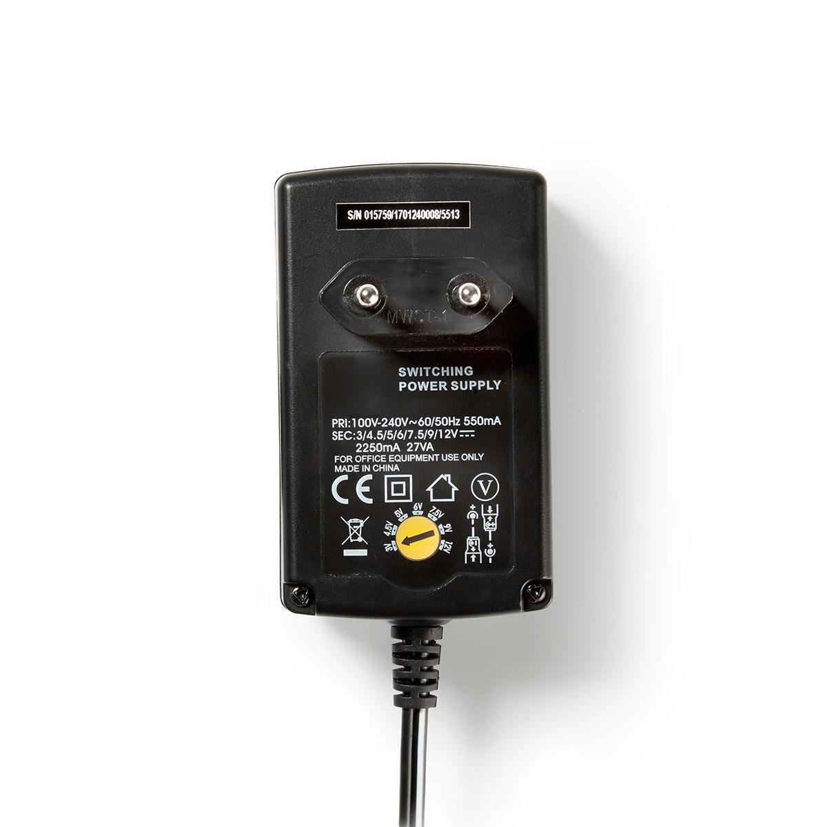 Nedis Universal AC Power Adapter 3/4.5/6/7.5/9/12 VDC 2.25 A - ACPA007