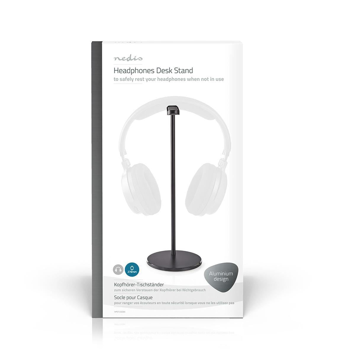 Nedis Headphones Stand Aluminium Design 98 x 276mm Black HPST200BK