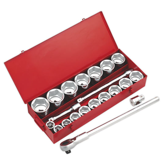 Sealey Socket Set 22pc 1"Sq Drive 6pt WallDrive Metric AK261