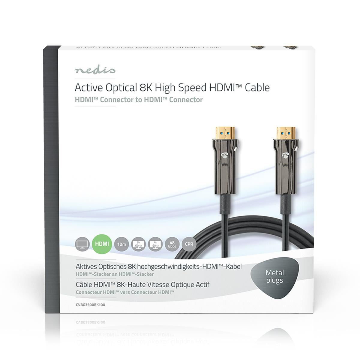 Nedis Ultra High Speed HDMI Cable AOC HDMI Connector to HDMI Connector 10m Black - CVBG3500BK100