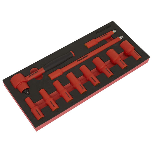 Sealey Insulated Socket Set with Tool Tray 11pc 3/8"Sq Drive - VDE Approved TBTE01