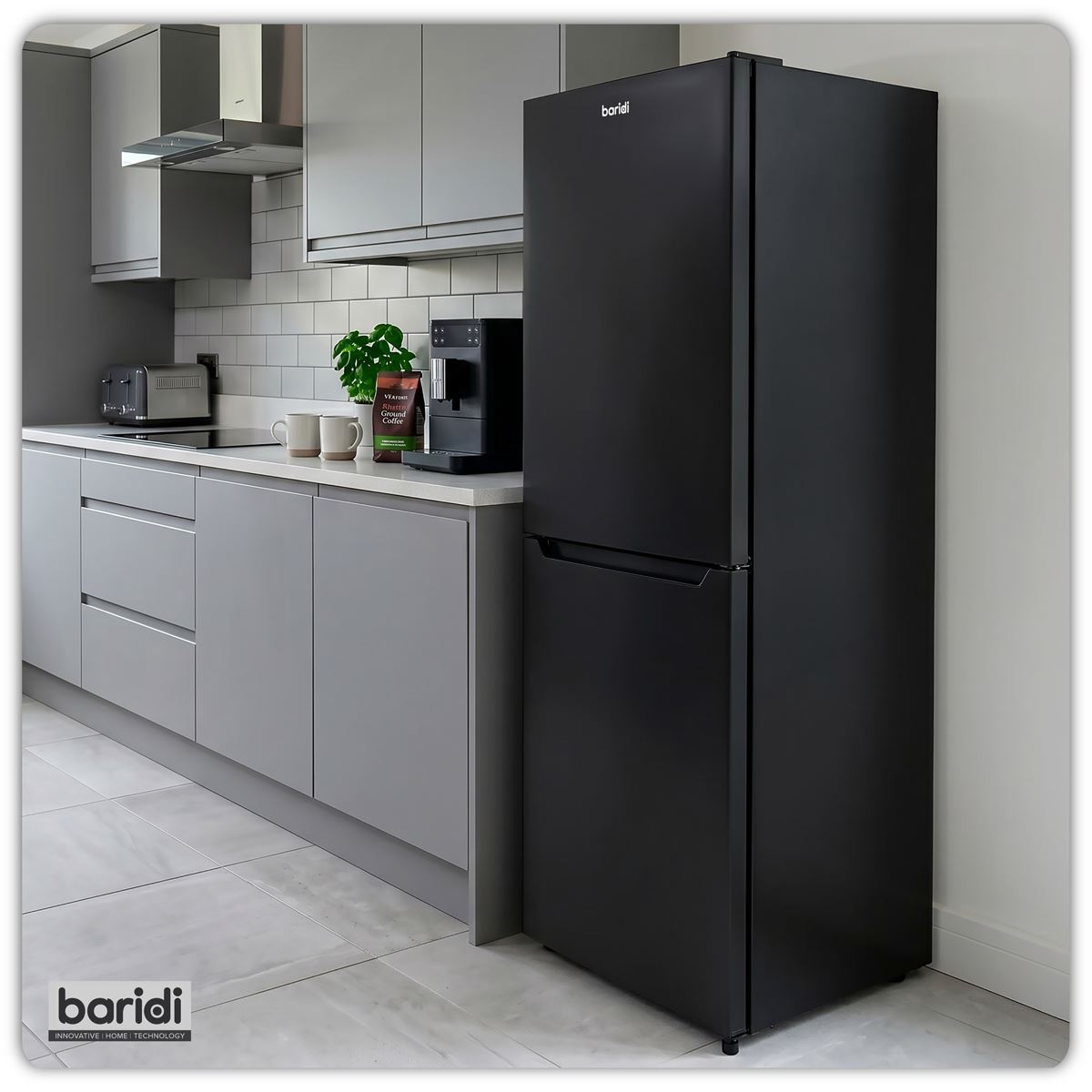 Baridi 50/50 Smart Frost Fridge Freezer 254L Capacity � Black DH329