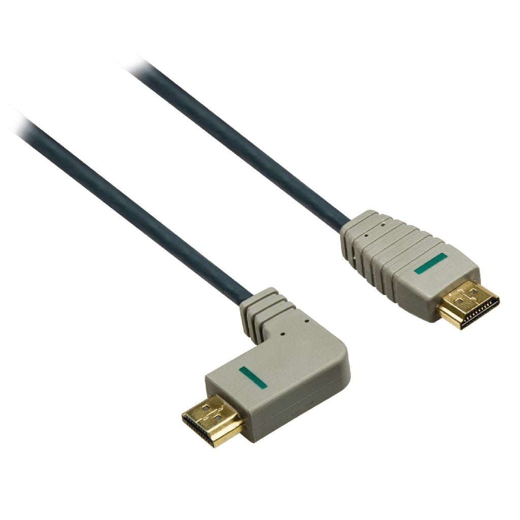 Bandridge High Speed HDMI Cable with Ethernet HDMI Connector to HDMI Connector (right-angled) 2m blue