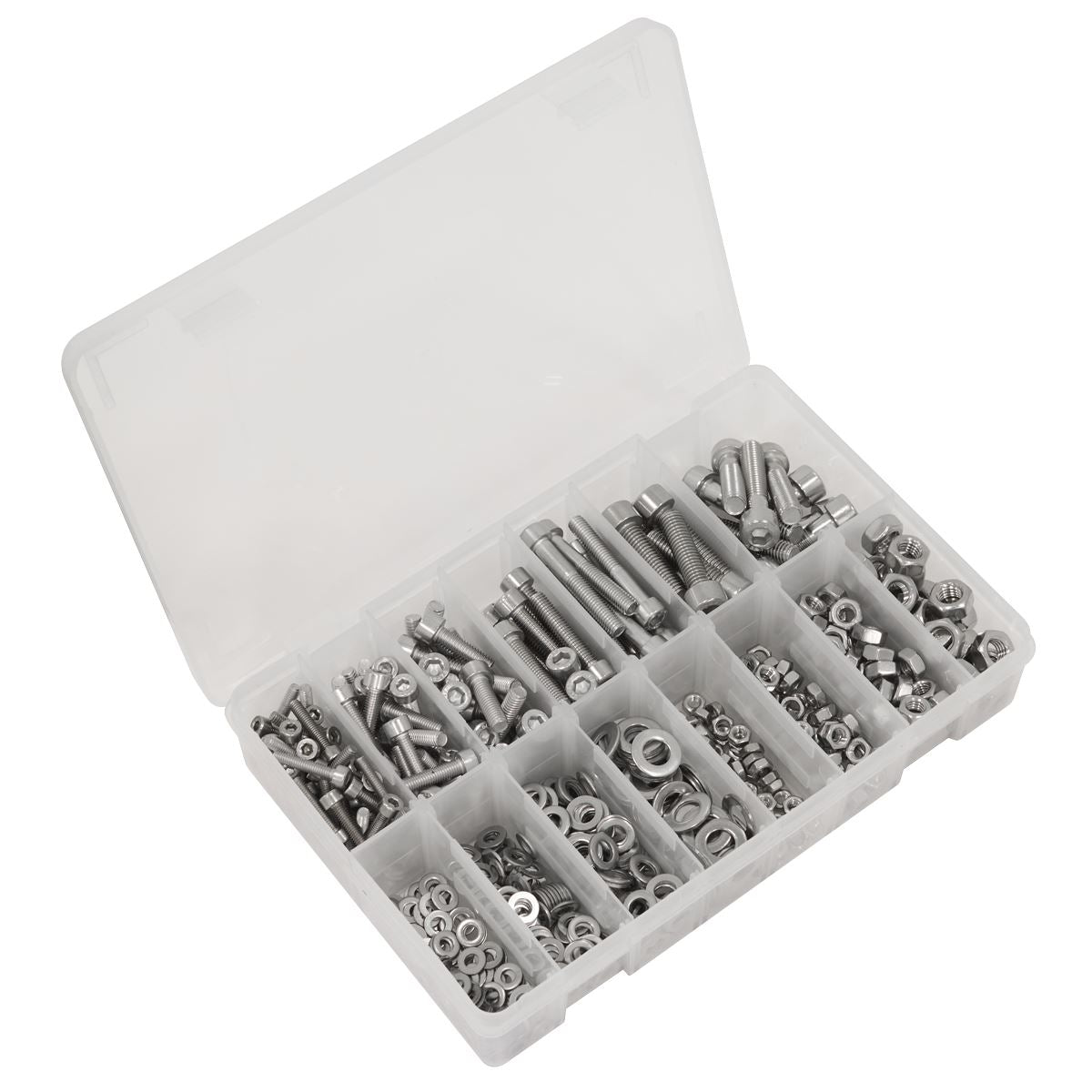 Sealey Stainless Steel Hex Socket Bolt, Washer & Nut Assortment 710pcs AB0710SS
