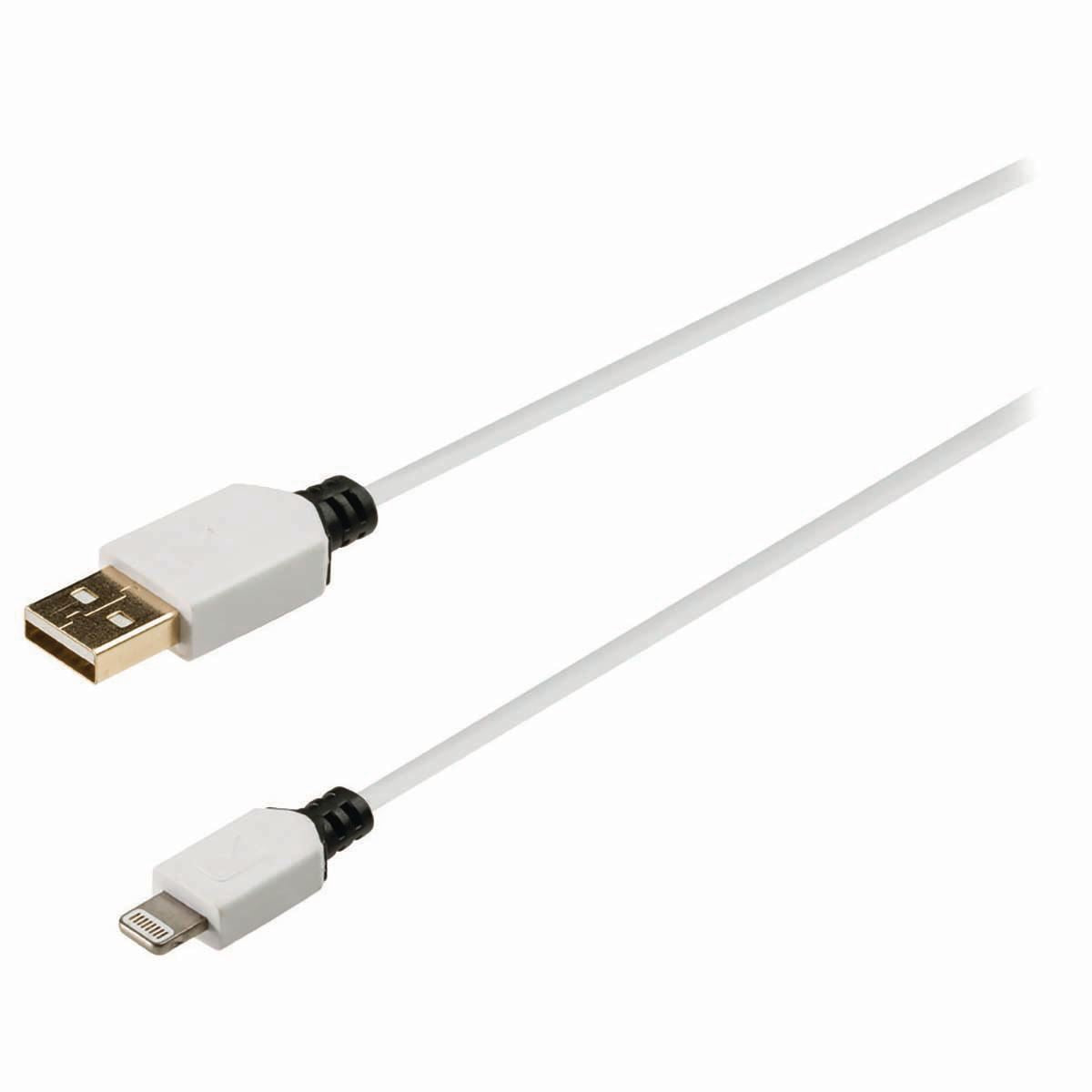 Nedis Sync and Charge Cable Apple Lightning 8-pin Male to USBA Male 2m White - CCBW39300WT20