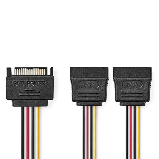 Internal Power cable SATA 15-Pin Male 2x SATA 15-Pin Female Gold  0.15m