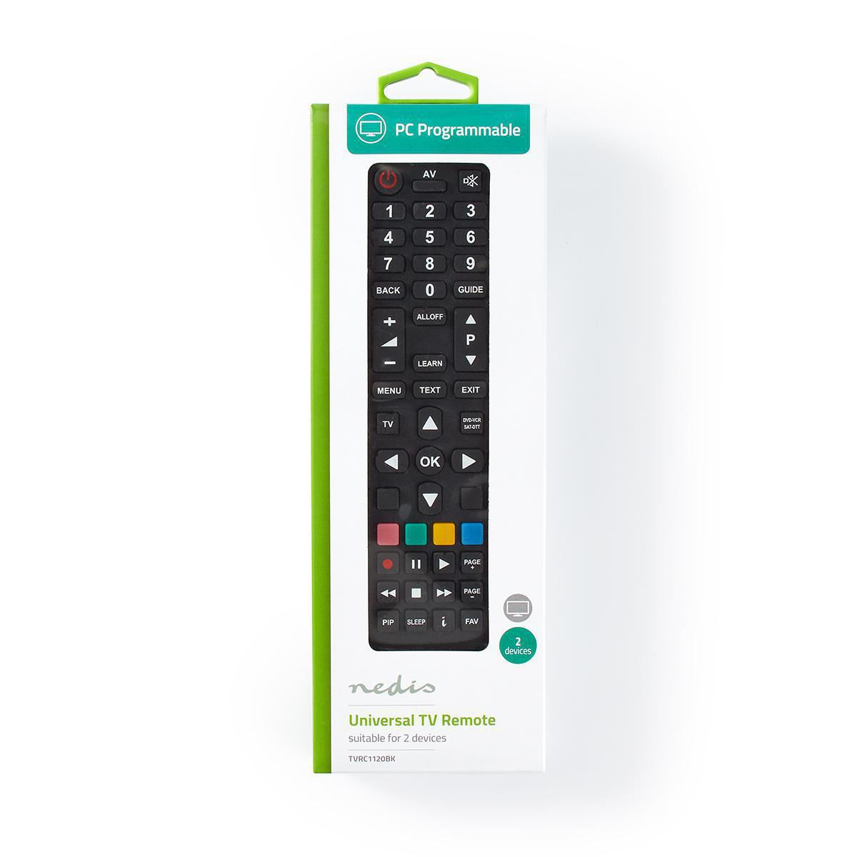 Nedis Universal Remote Control PC programmable Control 2 Devices - TVRC1120BK