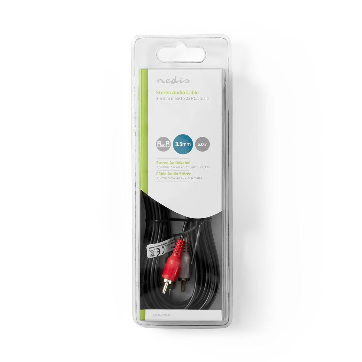 Nedis Stereo Audio Cable 3.5mm Male to 2x RCA Male 5.00m Black - CAGB22200BK50