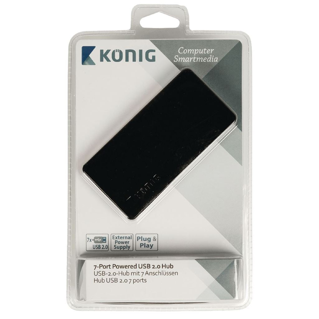 Konig 7-port powered USB 2.0 hub - UHUBU2730BK
