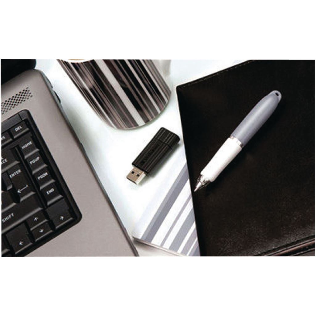 Verbatim USB Drive Pen 2.0 Pinstripe 64GB Black