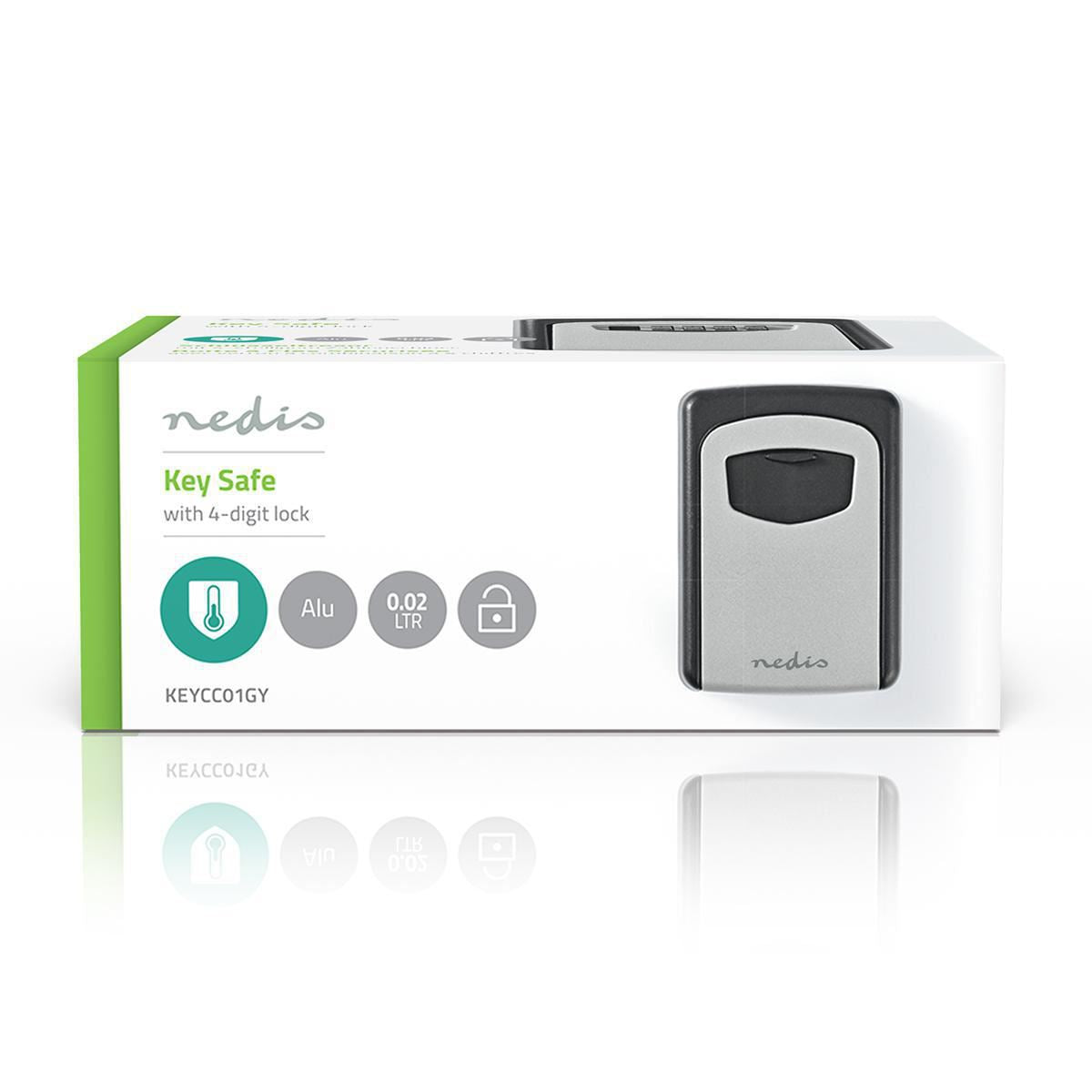 Nedis Vault Key Safe Combination Dial Lock Indoor and Outdoor Grey/Black - KEYCC01GY