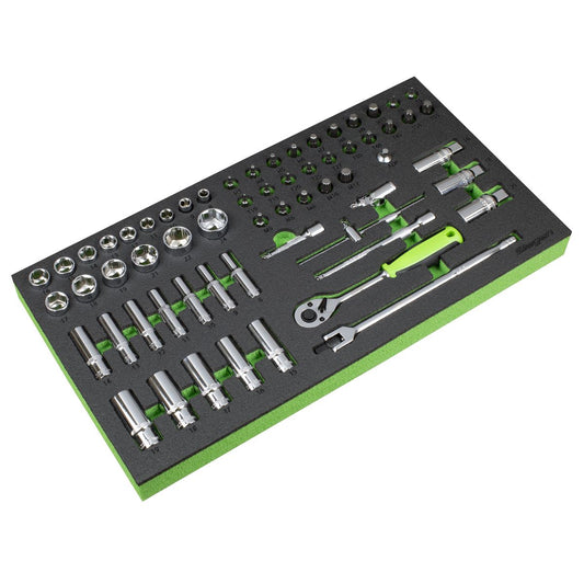 Sealey Siegen Tool Tray with Socket Set 62pc 3/8"Sq Drive Metric S01270