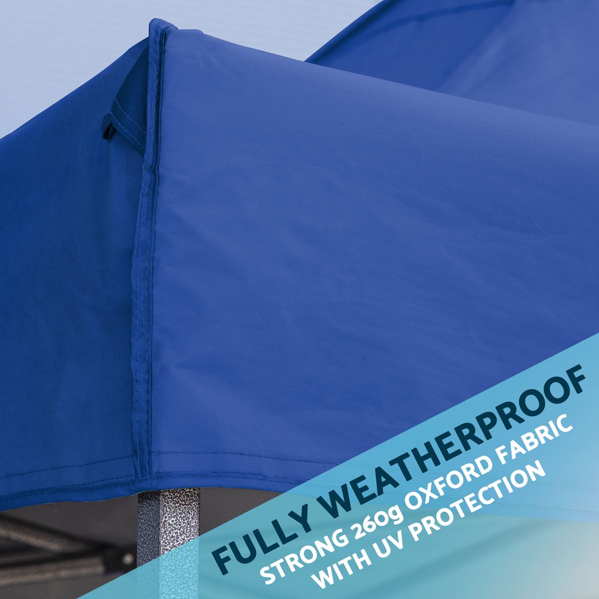 Sealey Dellonda Premium 3 x 4.5m Pop-Up Gazebo, Heavy Duty, PVC Coated, Water Resistant Fabric, Supplied with Carry Bag, Rope, Stakes & Weight Bags - Blue Canopy DG135