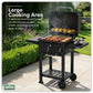 Dellonda Charcoal Grill BBQ Smoker and Trolley with 2 Side Shelves - Black DG283