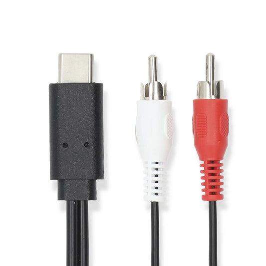 USB-C Adapter USB 3.2 Gen 1 USB-C Male 2x RCA Male 1m Round Nickel Plated PVC