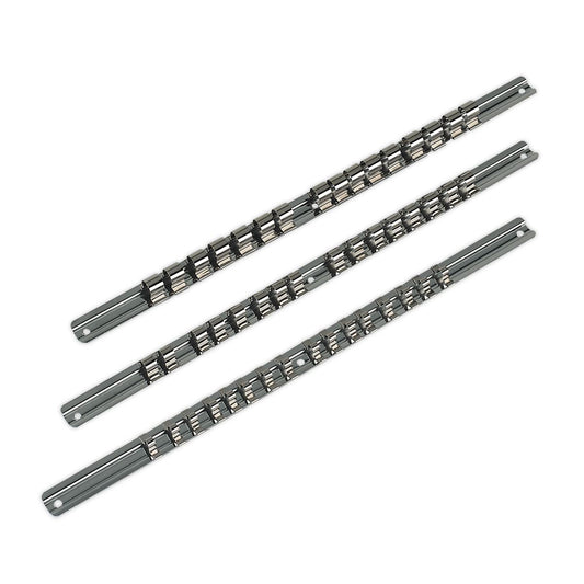 Sealey Socket Retaining Rail Set 3pc 1/4", 3/8" & 1/2"Sq Drive AK270