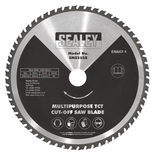 Sealey Multipurpose Cut-Off Saw Blade 250 x 2.4mm/30mm 60tpu SMS255B