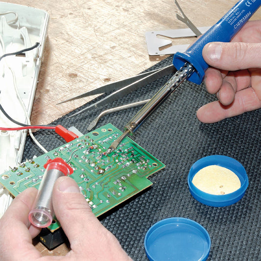 Draper 230V 25W Soldering Iron Kit with Straight & Bent tips, Solder & Stand - 71415
